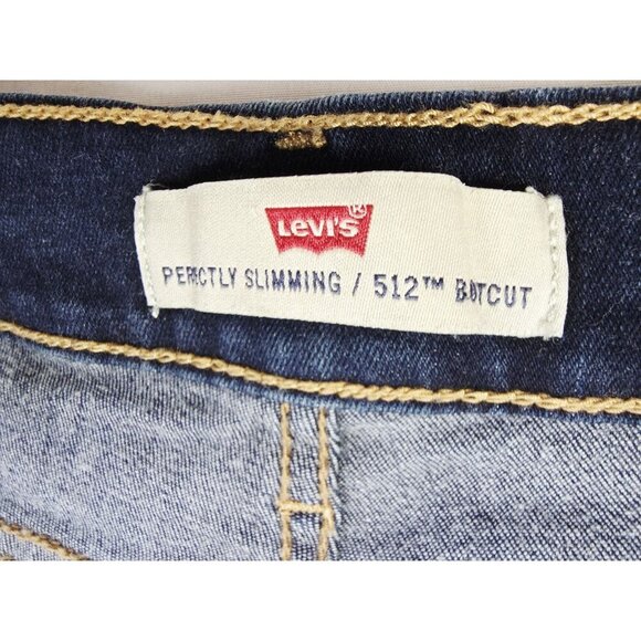 Levi's 8M Womens 32" Inseam 512 Perfectly Slimming Bootcut Blue Denim Logo Jeans - Picture 8 of 12